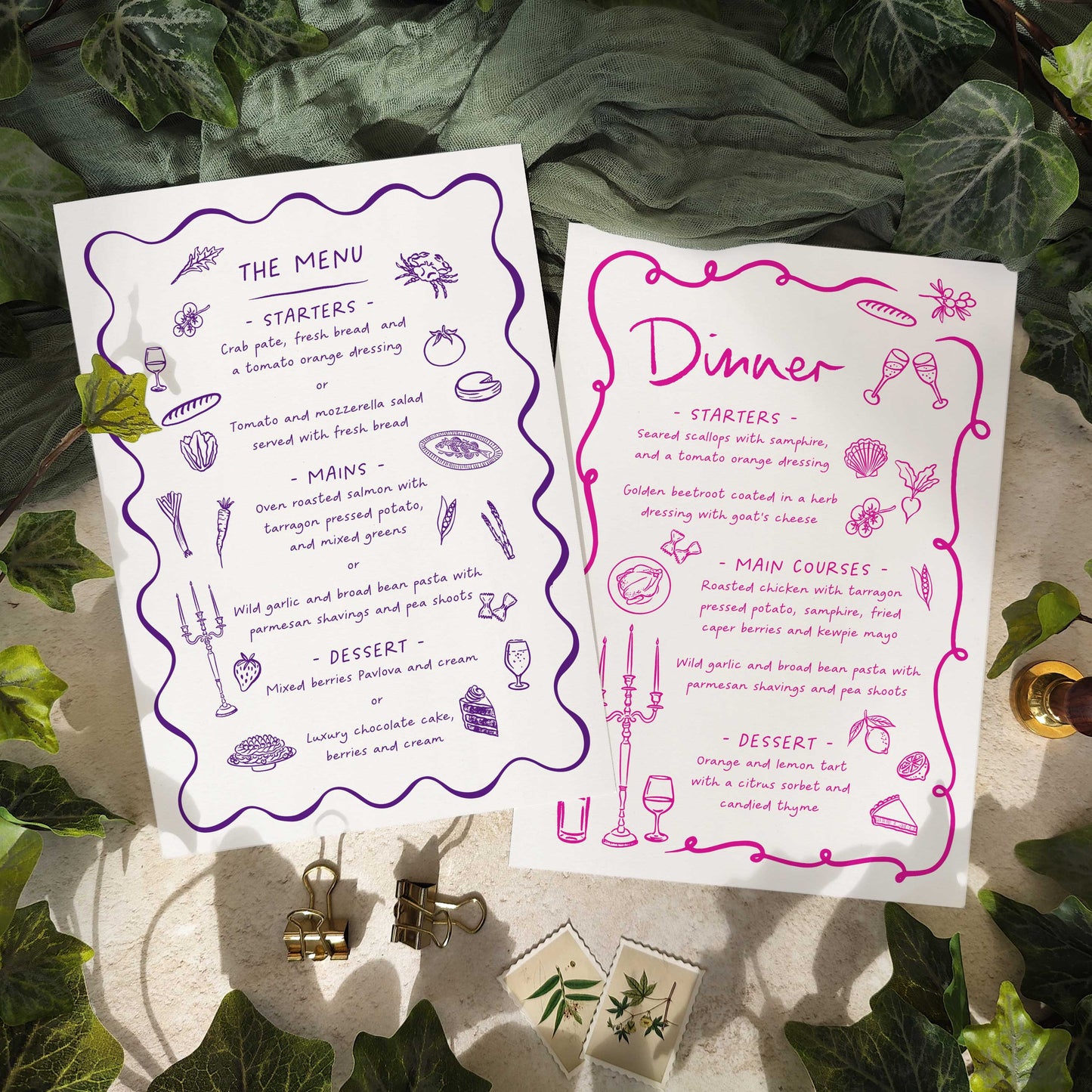 Wedding Doodles Menu Cards
