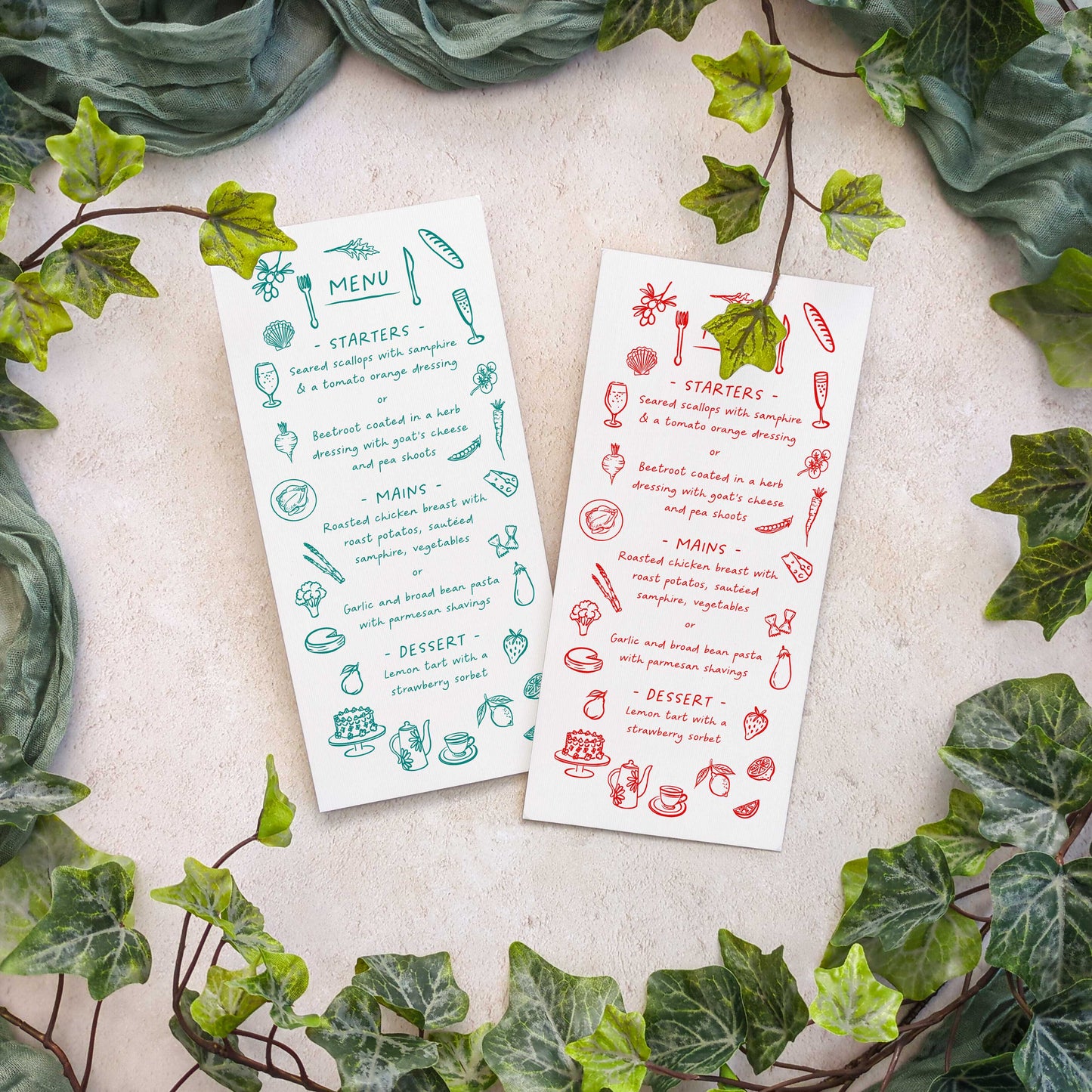 Wedding Doodles Menu Cards