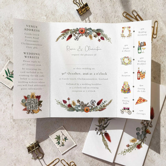 Dried Flowers Gatefolded A6 Invitation