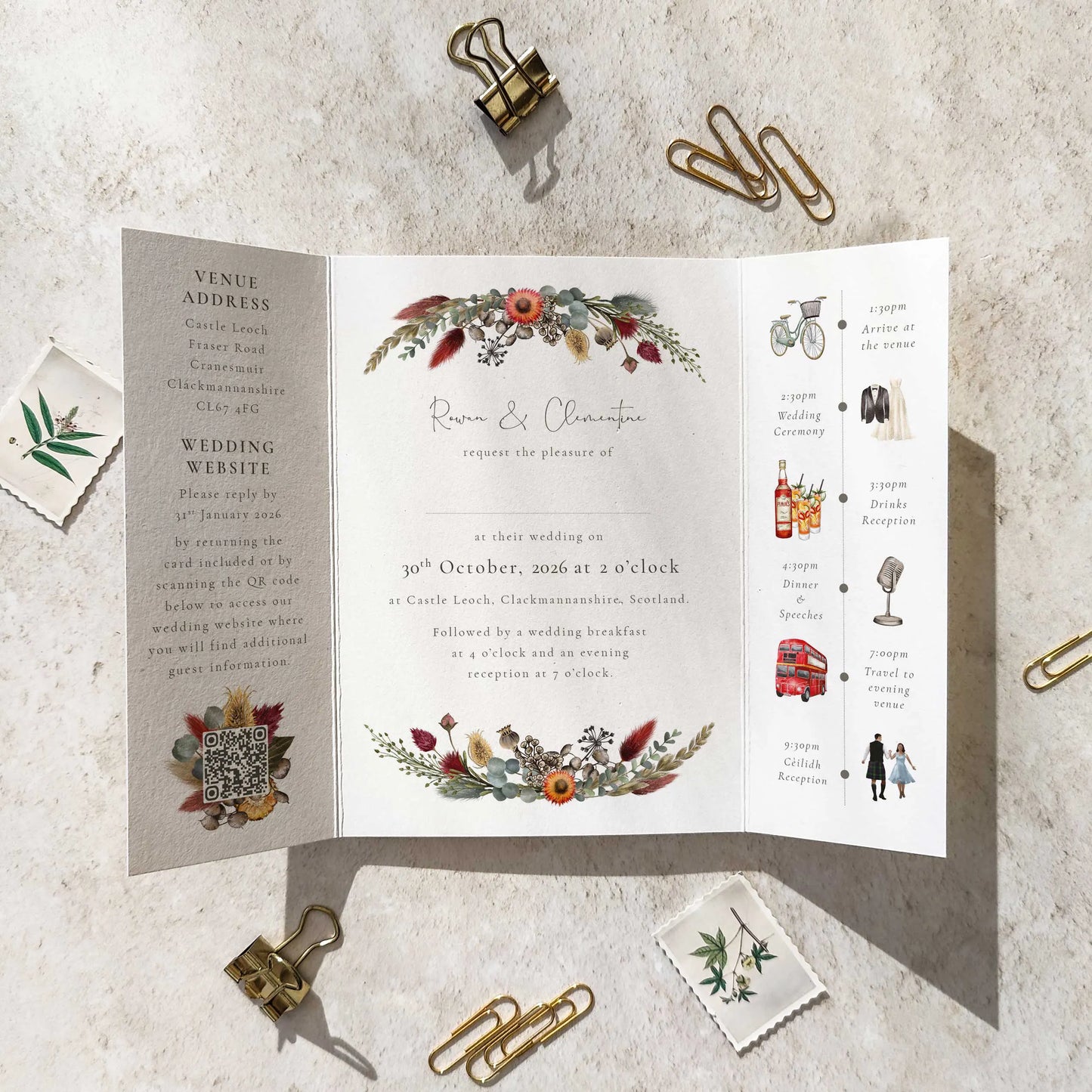 Dried Flowers Gatefolded A6 Invitation