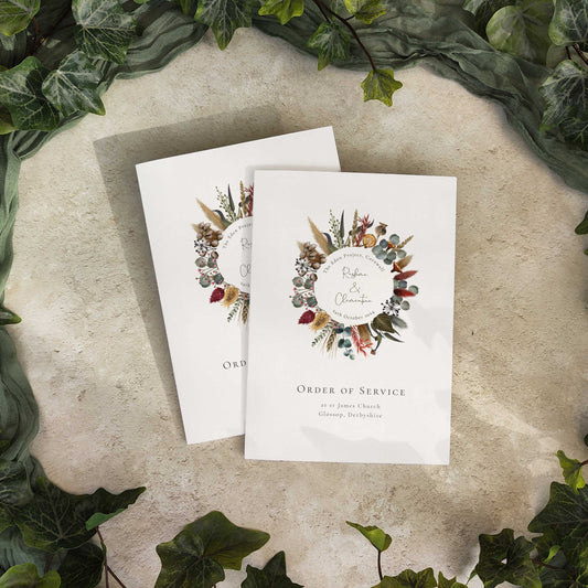 Dried Flowers Folded Order of Service Card