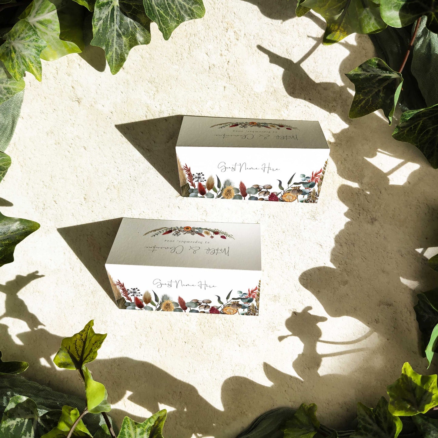 Dried Flowers Folded Place Cards