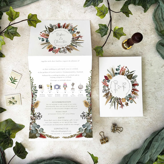 Dried Flowers Concertina Invitation