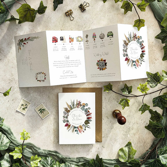 Dried Flowers Landscape Concertina Invitation