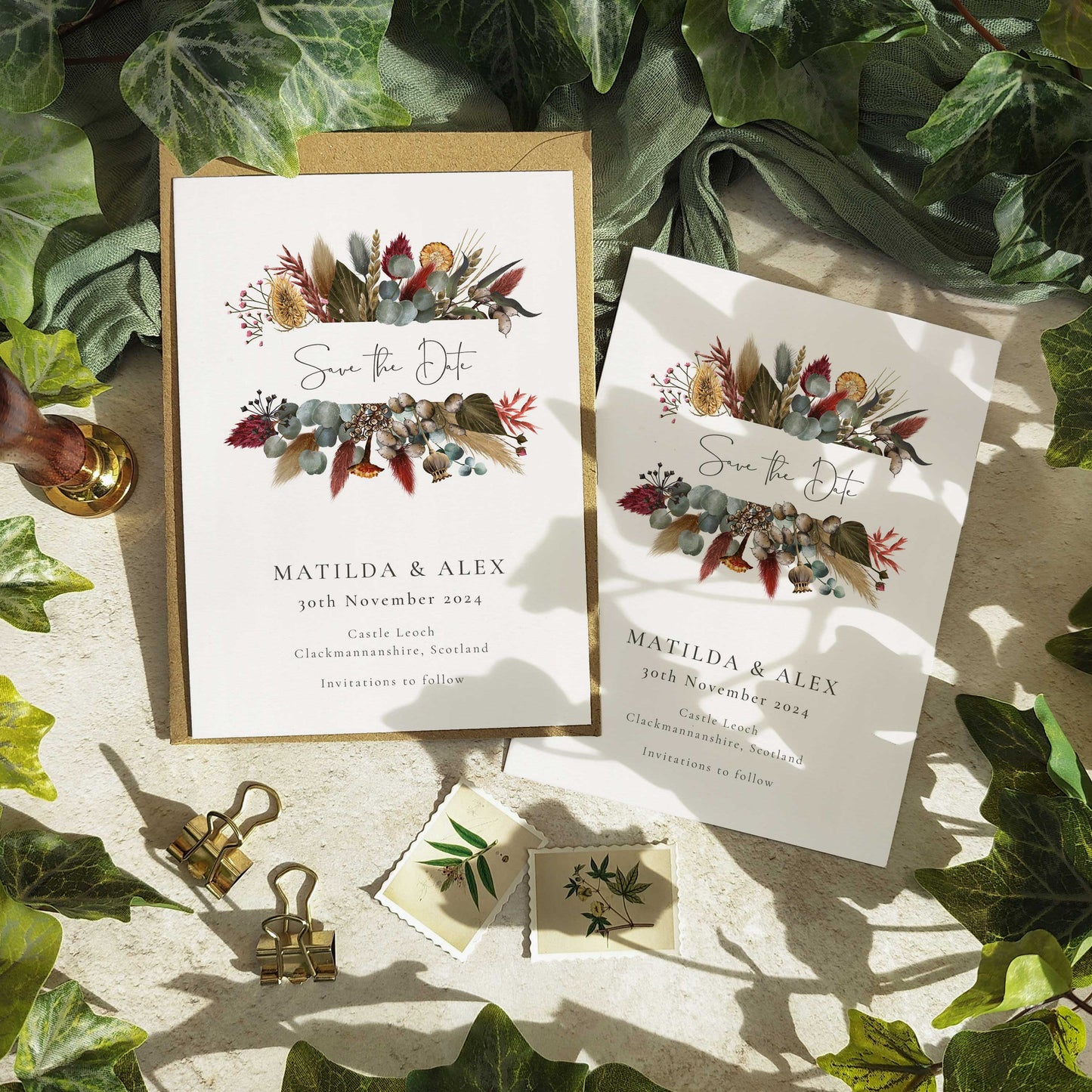 Dried Flowers Save The Date Card
