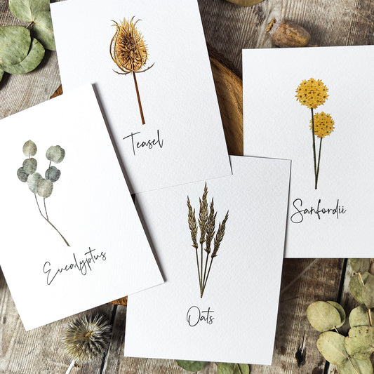 Dried Floral Table Name Cards