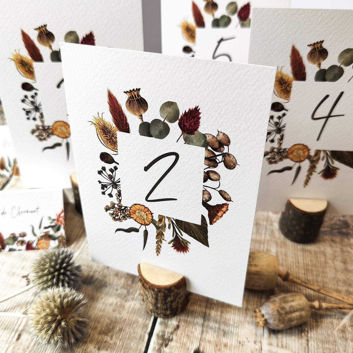 Dried Flowers Table Name Cards