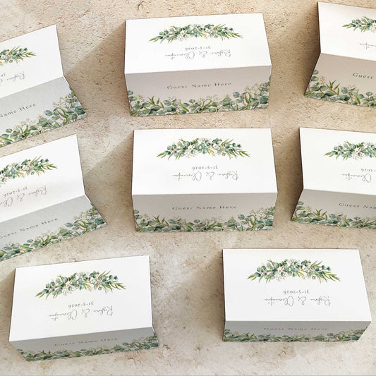 Eucalyptus and Gypsophila Folded Place Cards