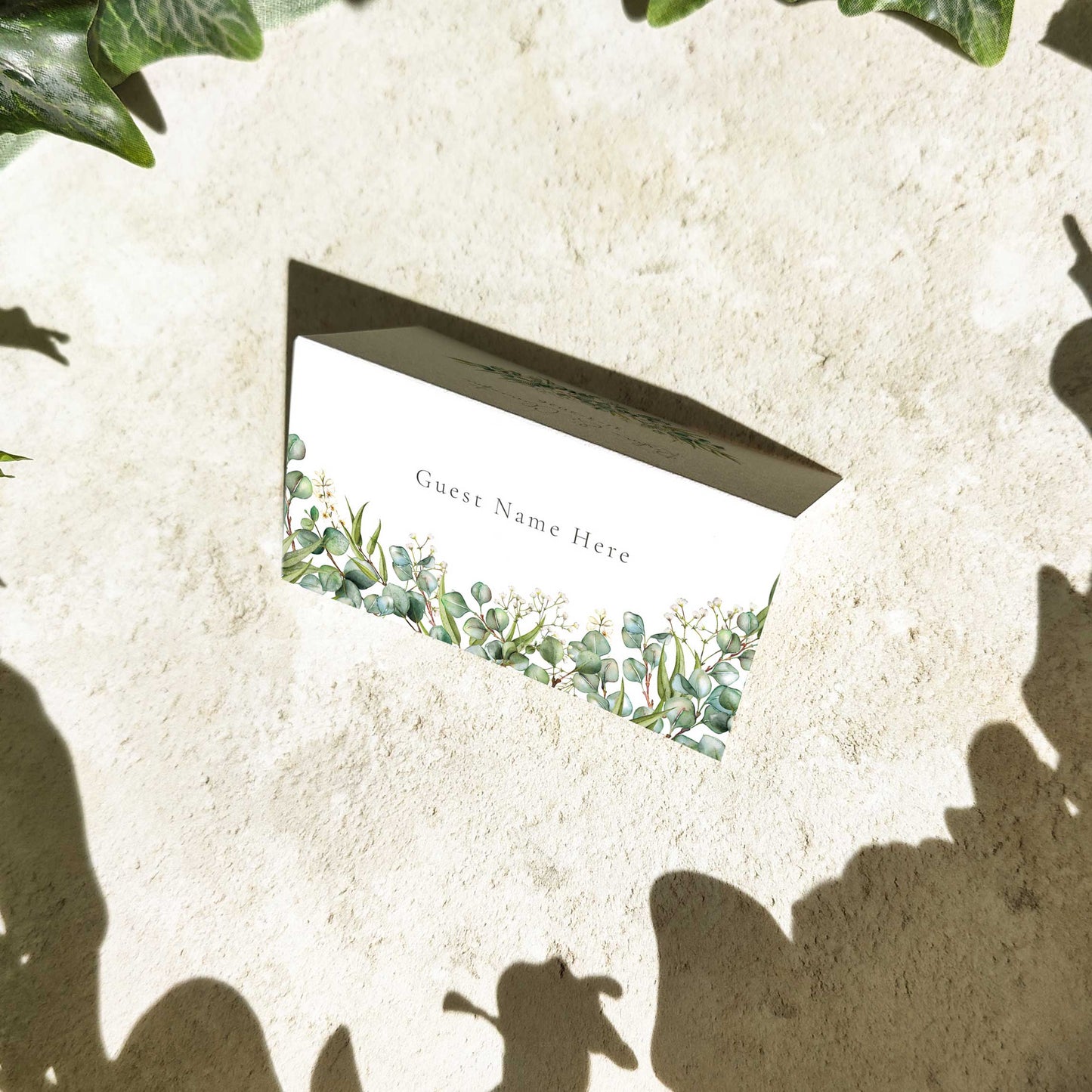 Eucalyptus and Gypsophila Folded Place Cards