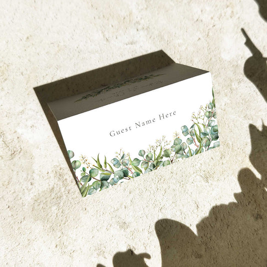 Eucalyptus and Gypsophila Folded Place Cards