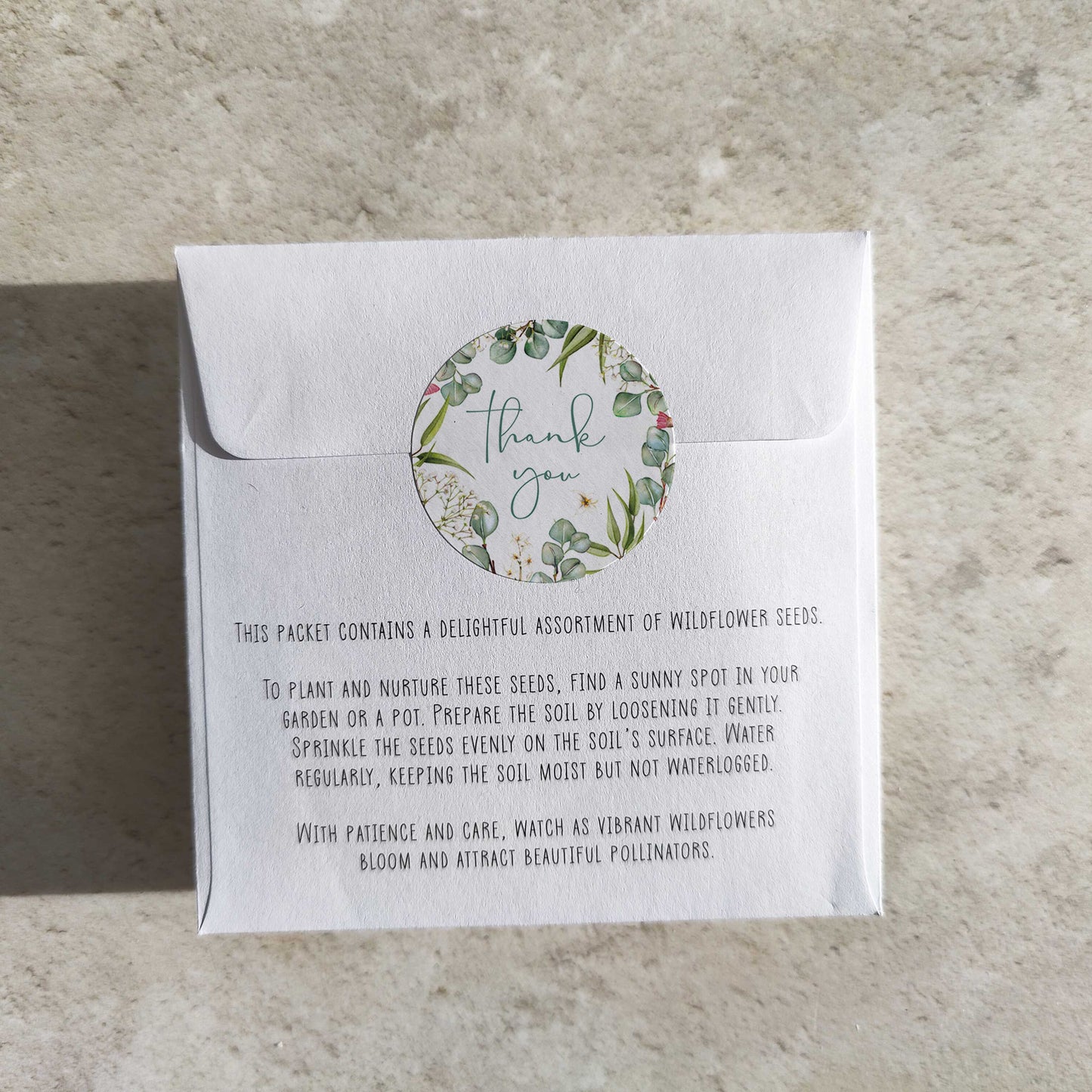 Eucalyptus Greenery and Gypsophila Wildflowers Seed Packet Favours (Butterflies and bees) (Pack of 10)