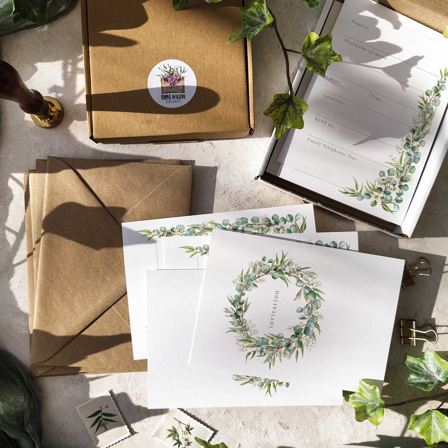 Eucalyptus and Gypsophila Ready To Write Invitations