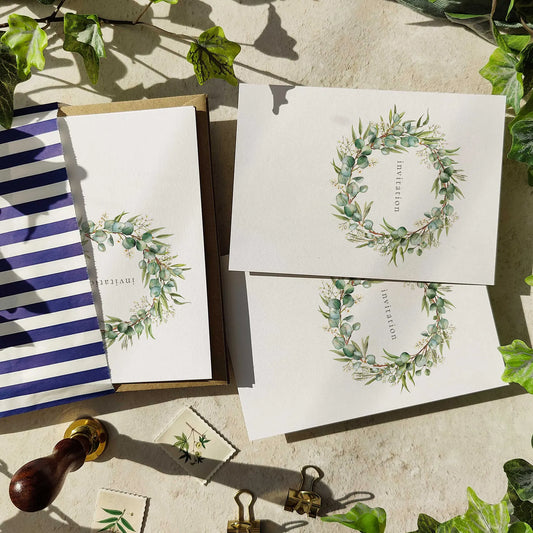 10 x Eucalyptus and Gypsophila Ready To Write Invitations
