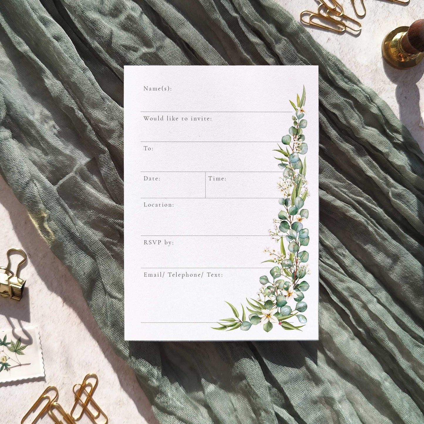 Eucalyptus and Gypsophila Ready To Write Invitations