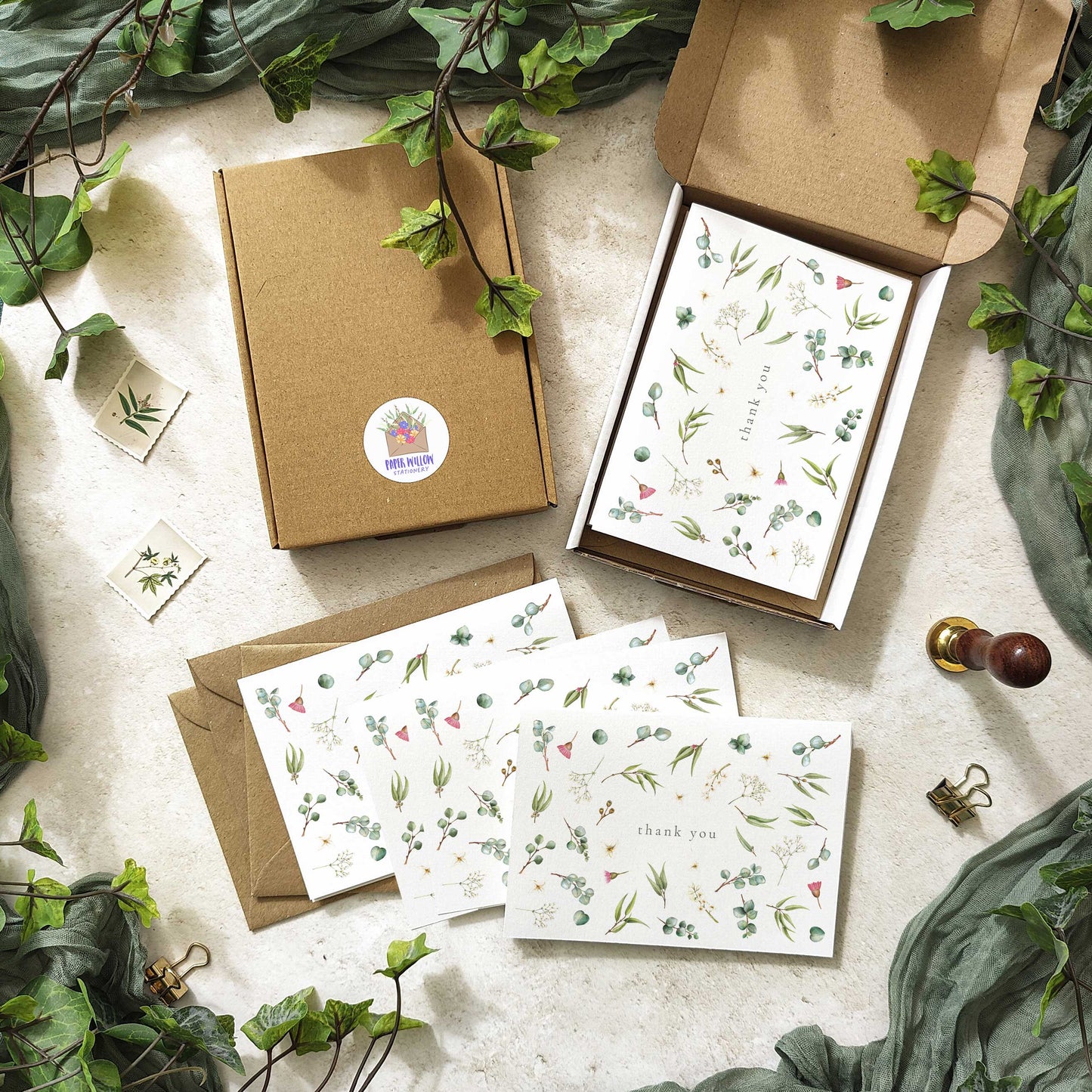 Eucalyptus and Gypsophila Thank You Cards
