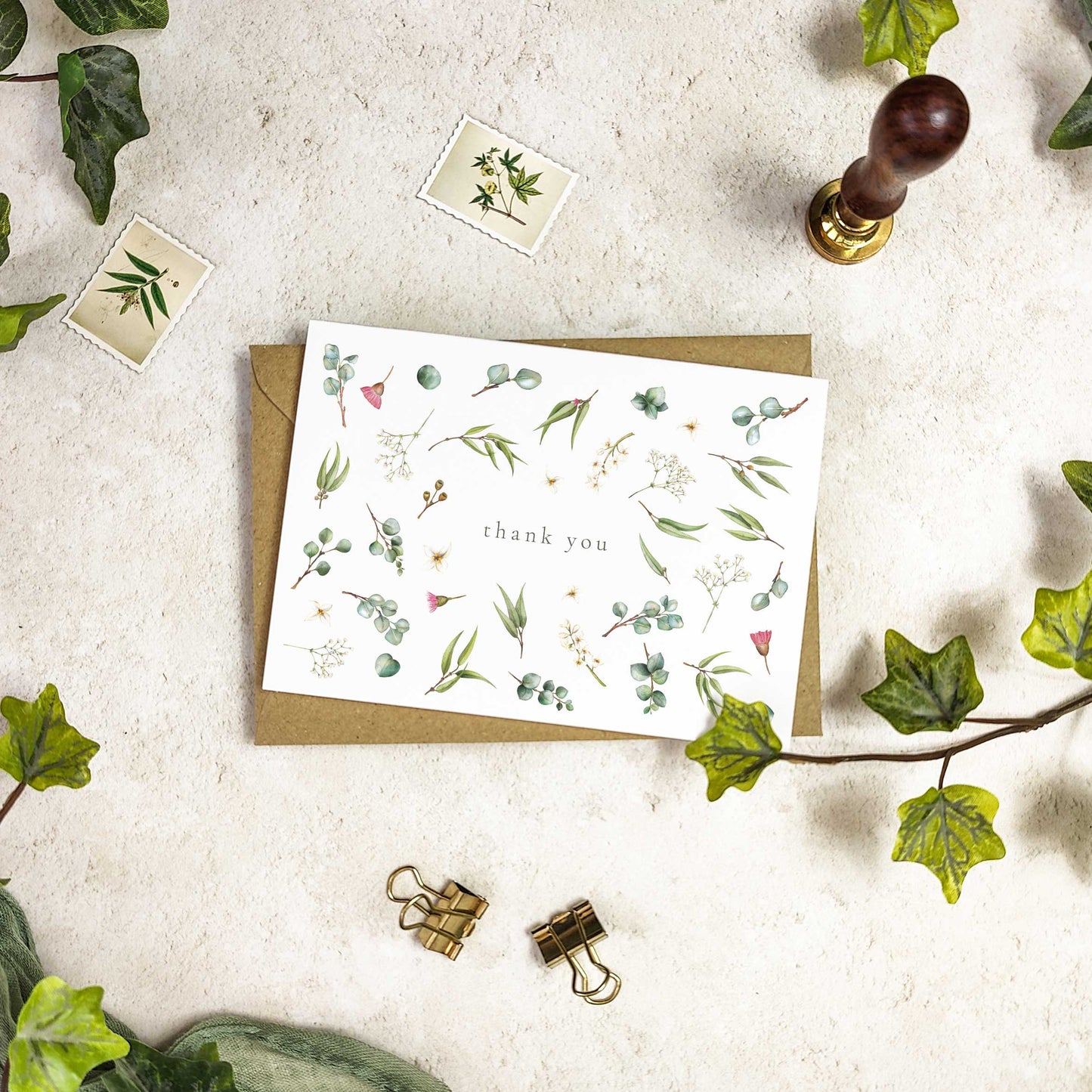 Eucalyptus and Gypsophila Thank You Cards