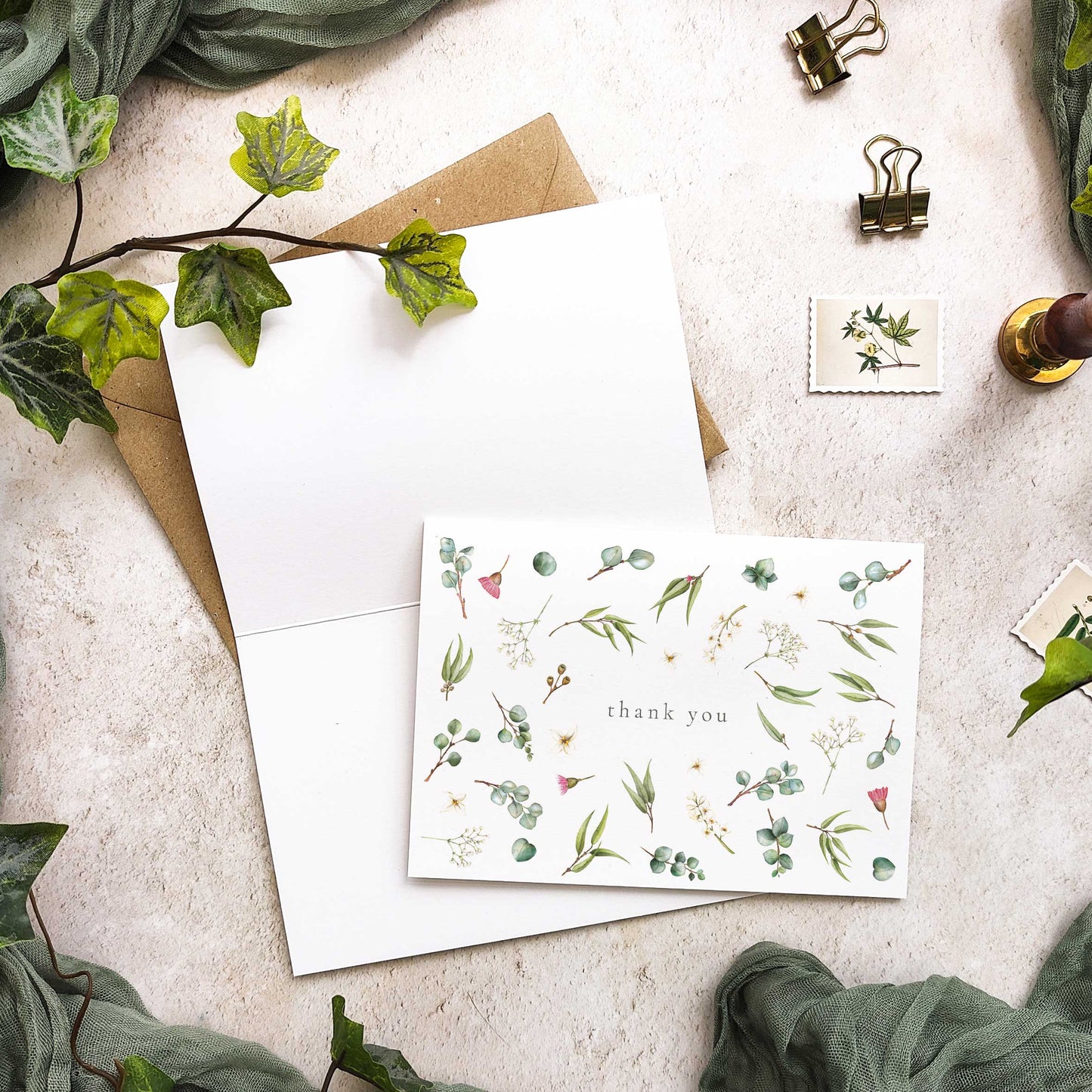 Eucalyptus and Gypsophila Thank You Cards
