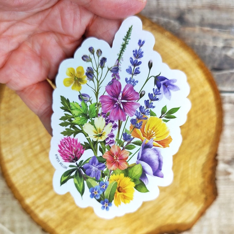 Colourful Flowers vertical Vinyl Sticker