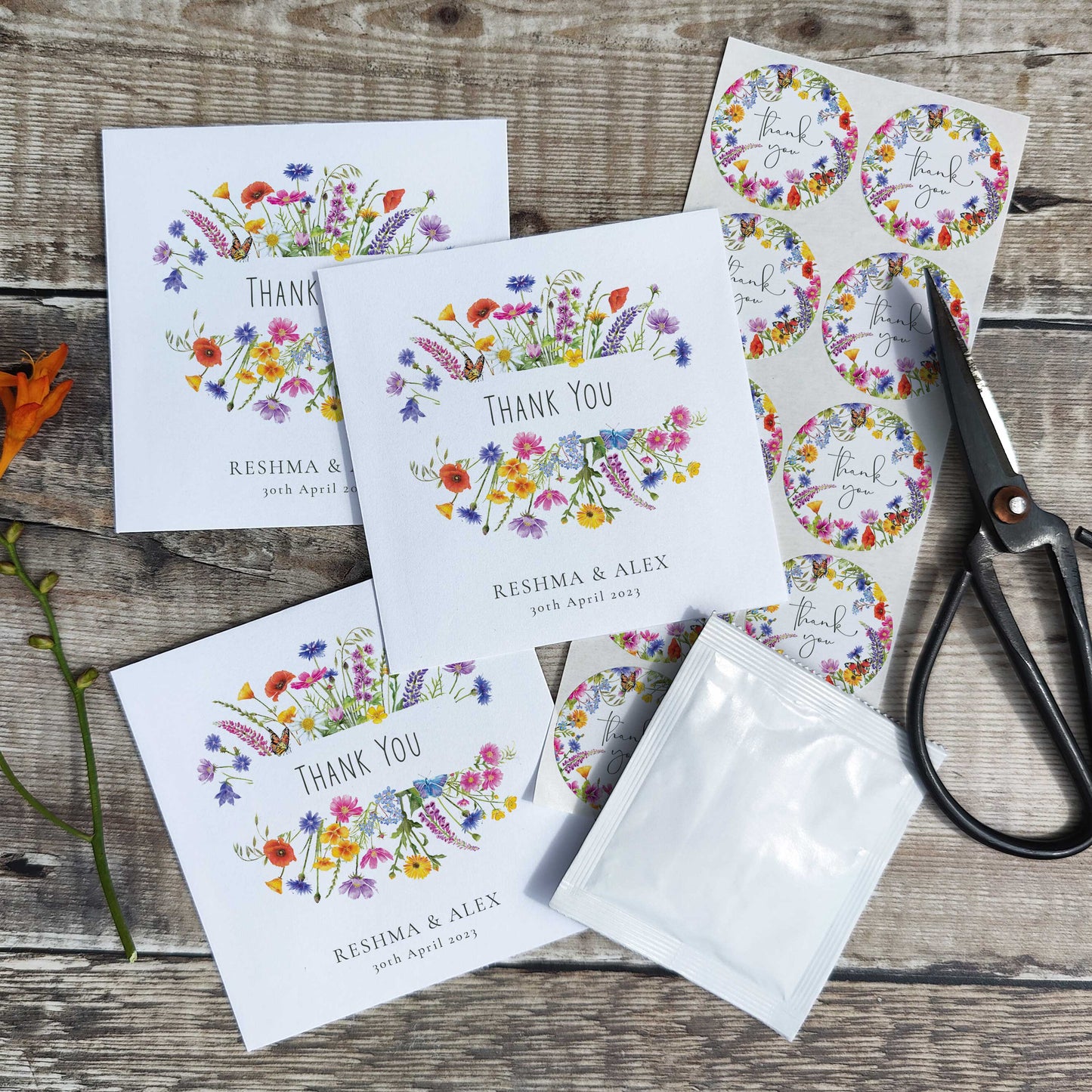 Wildflower Meadow Seed Packet Favours (Thank you) (Pack of 10)