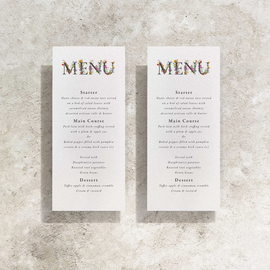 Wildflower Menu Digital File