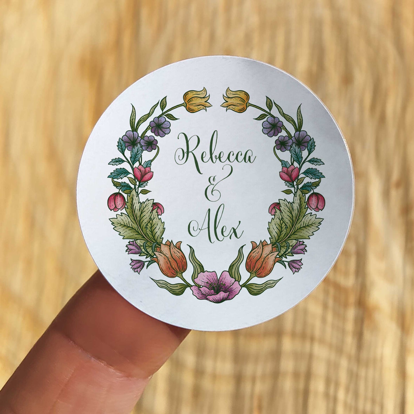 Vintage Retro Floral Personalised Names Stickers (35 stickers)