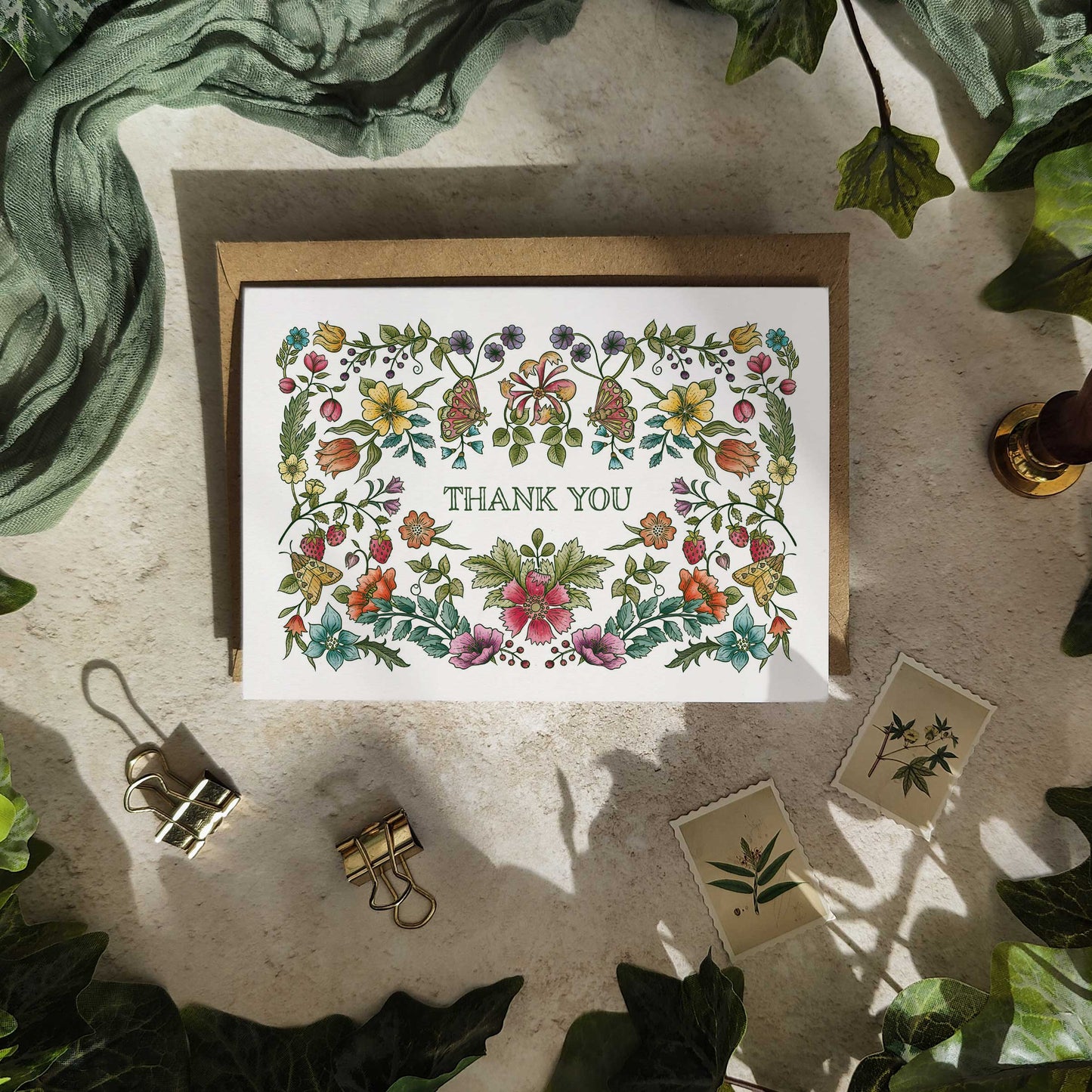 Vintage Retro Floral Thank You Cards