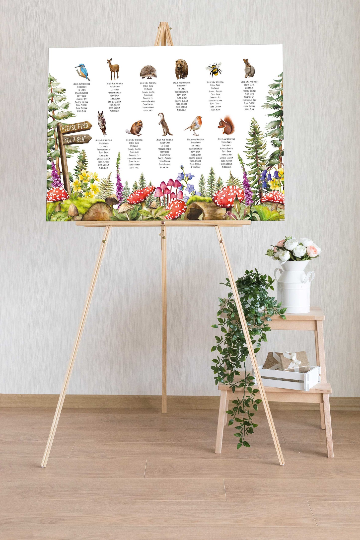 Woodland Animals Table Plan Board