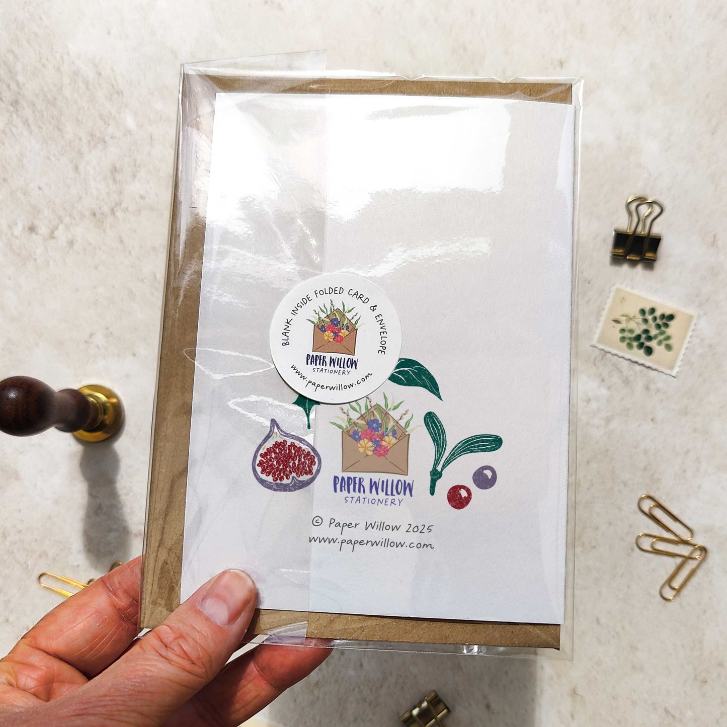 Set of 6 Christmas Fruits Cards & Envelopes