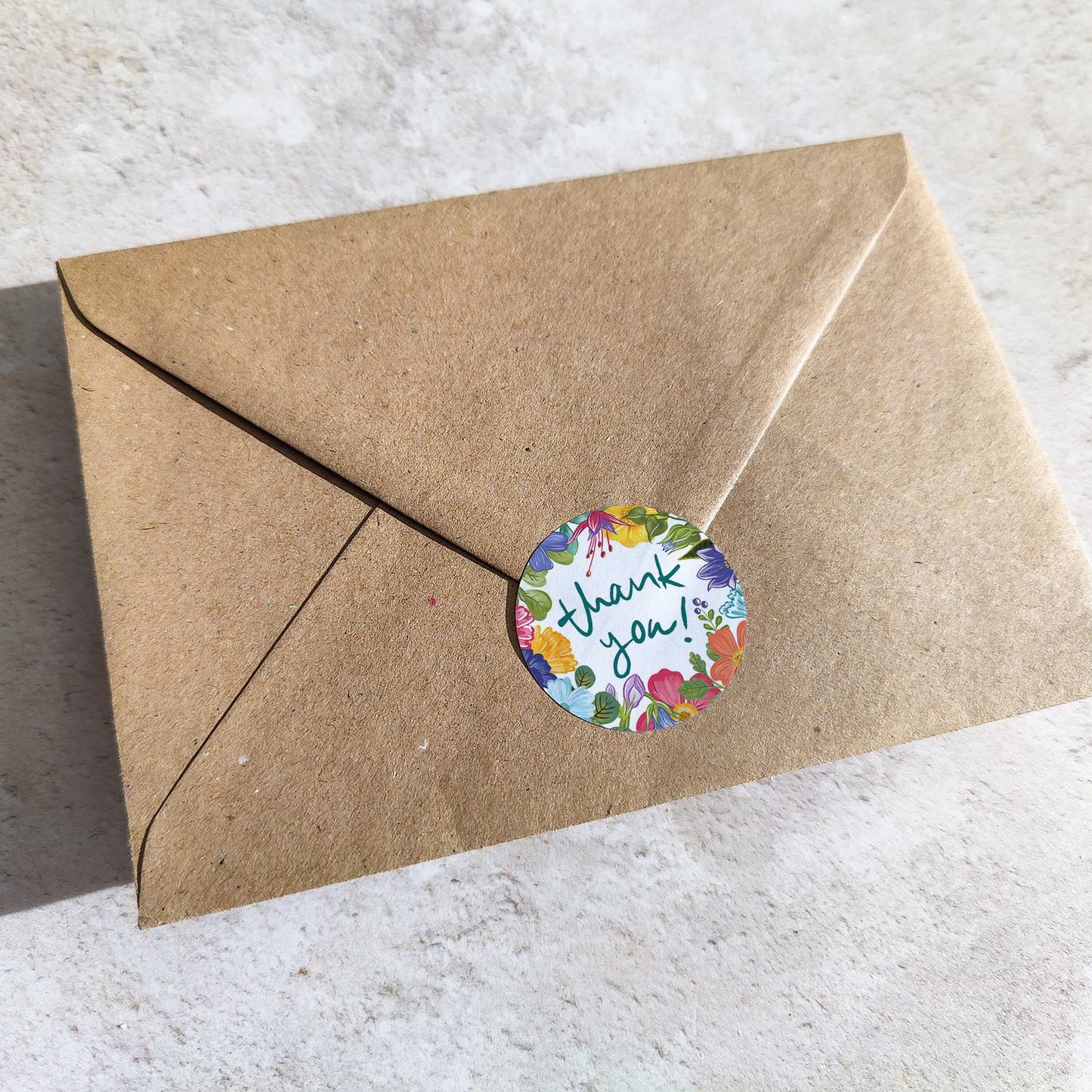 Bright and Colourful Festive Floral Thank You Stickers (35 stickers)