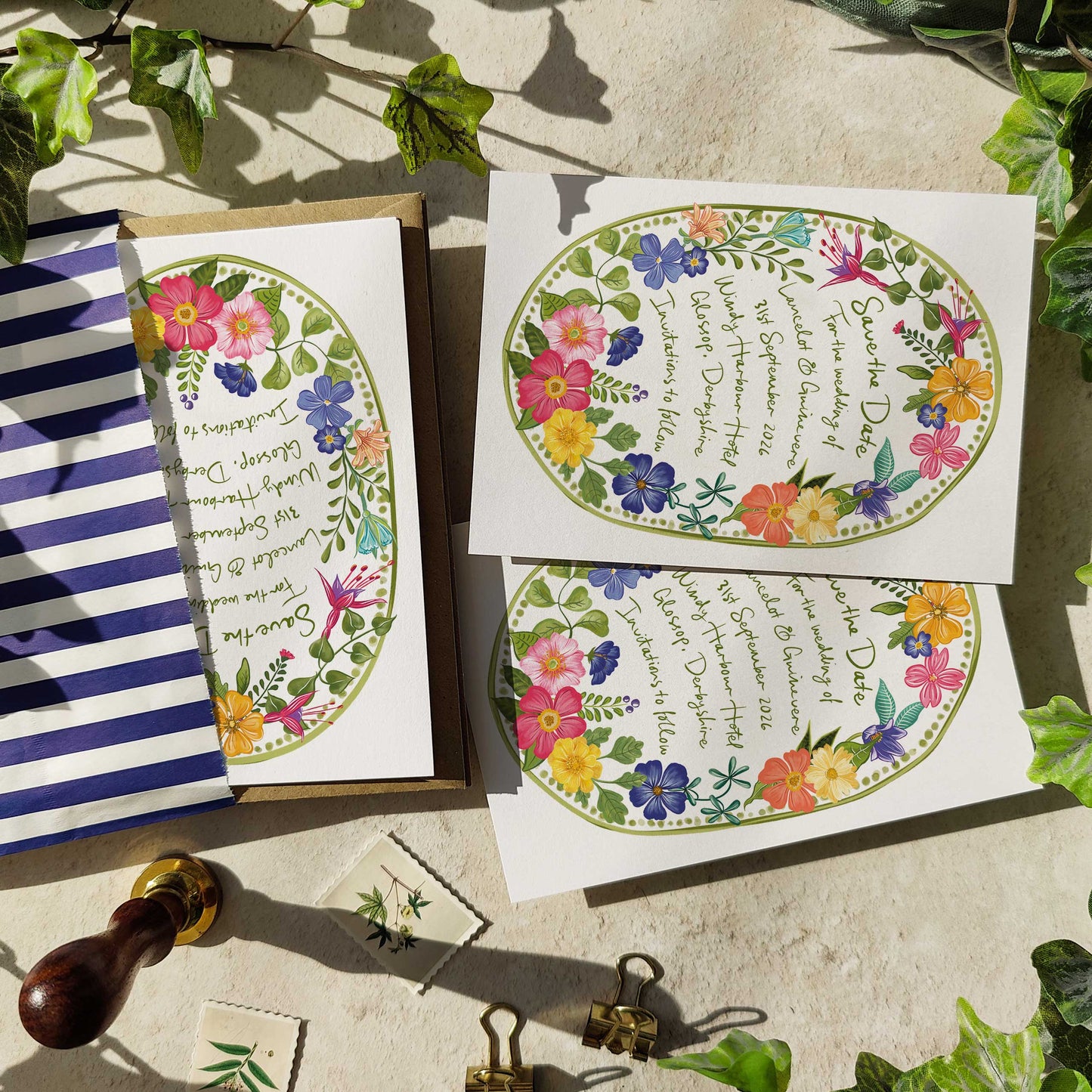 Floral Festivity Oval Save The Date Card