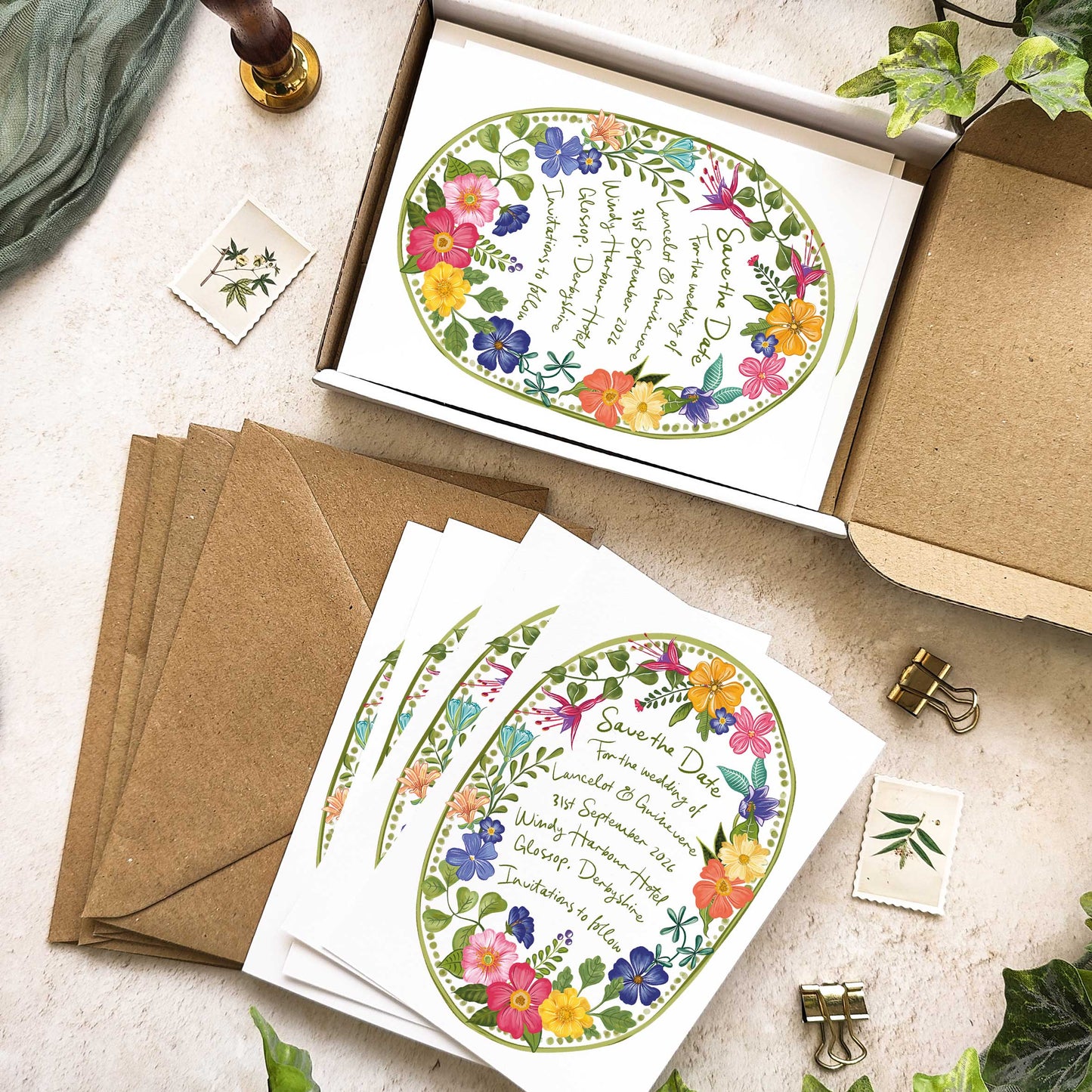 Floral Festivity Oval Save The Date Card