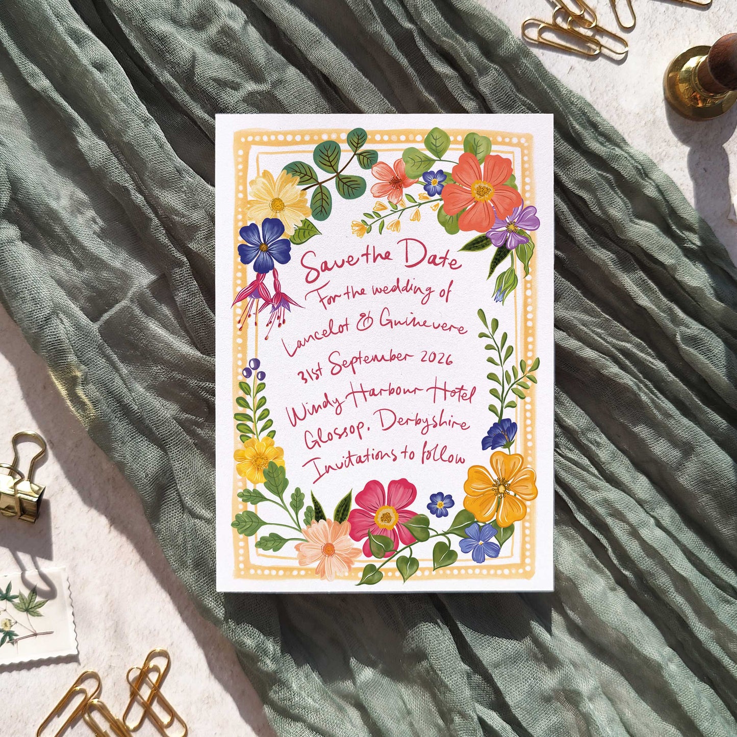 Floral Festivity Rectangle Save The Date Card