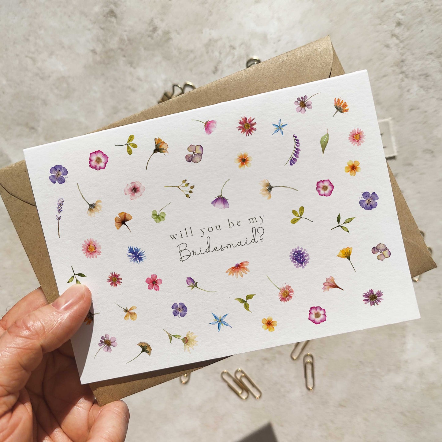 Pressed Wildflowers Bridesmaid Cards