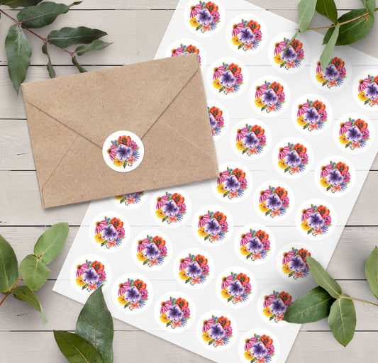 Colourful Flowers Stickers (35 stickers)
