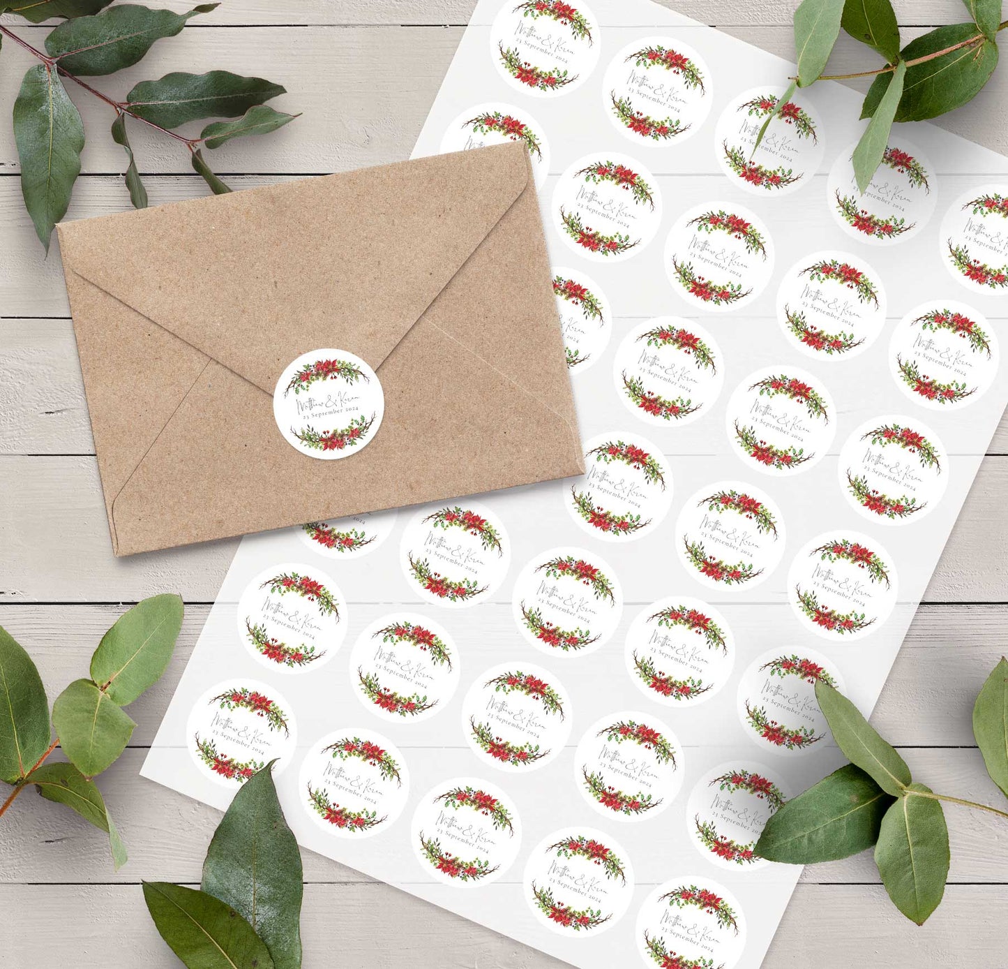 Christmas Watercolours Personalised Stickers (35 stickers)