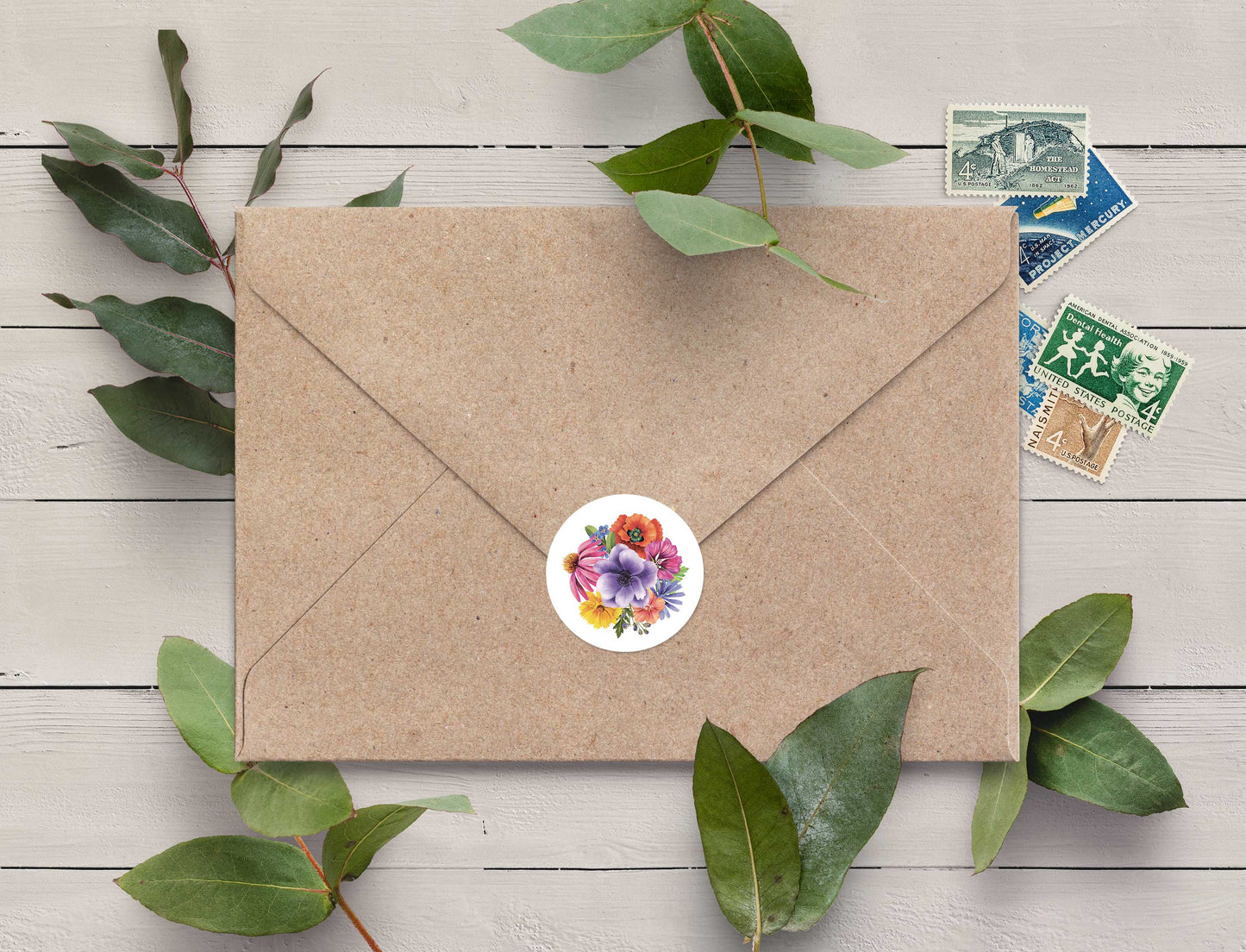 Colourful Flowers Stickers (35 stickers)