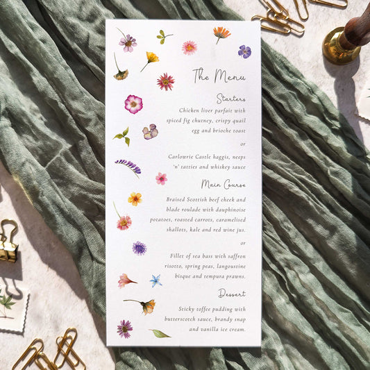 Pressed Wildflowers Menu Cards