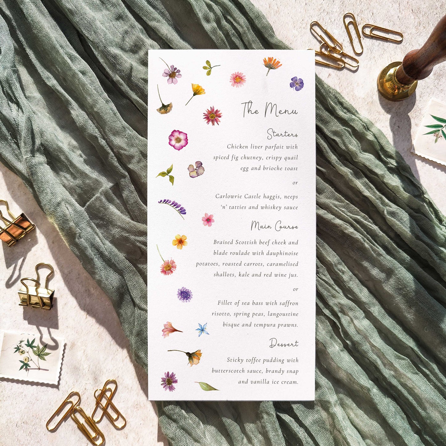 Pressed Wildflowers Menu Cards