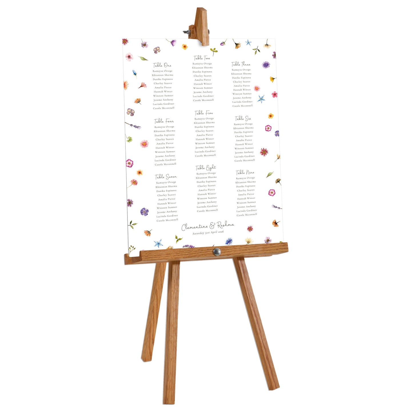 Pressed Wildflowers Table Plan Board