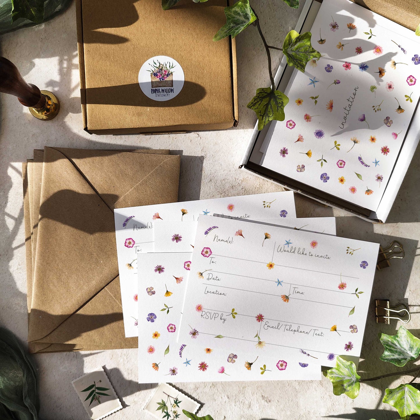 Pressed Wildflowers Ready To Write Invitations