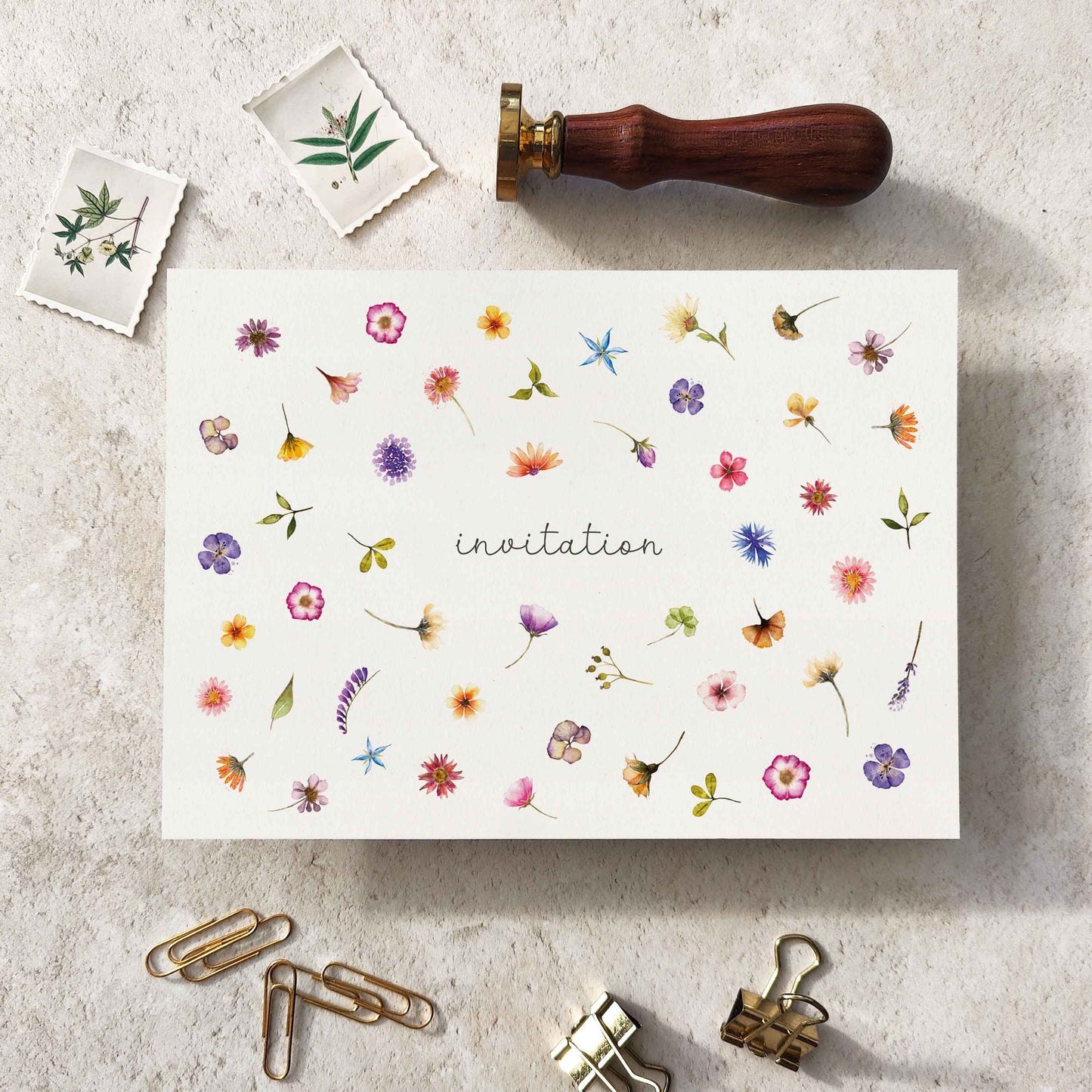 Pressed Wildflowers Ready To Write Invitations