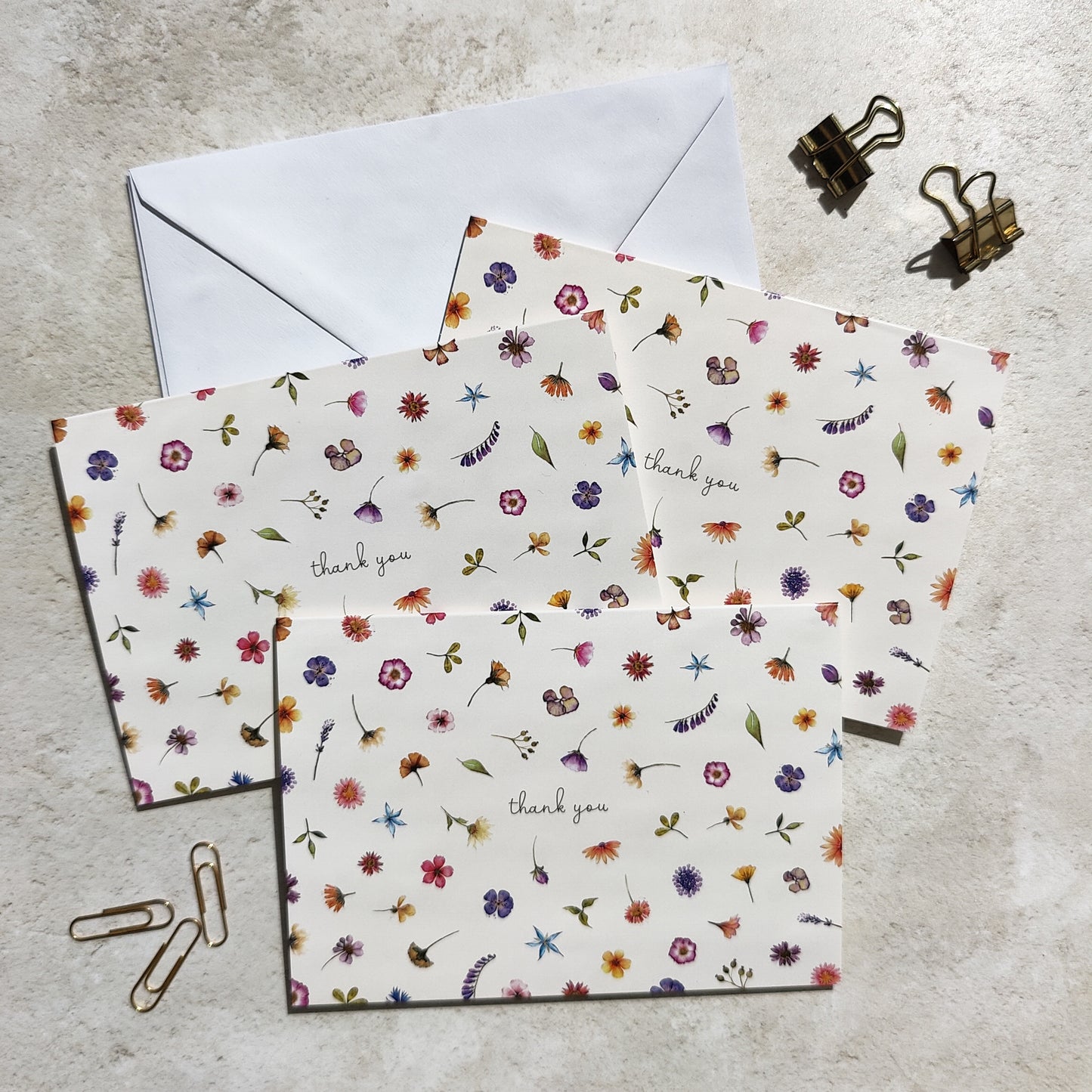 Pressed Wildflowers Thank You Cards