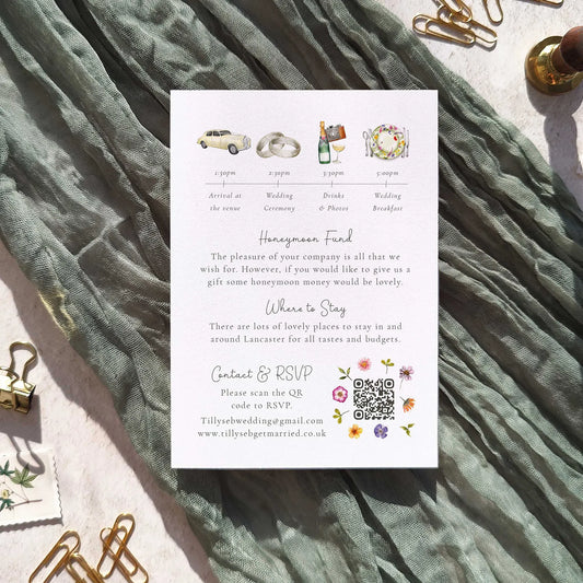 Pressed Wildflowers Landscape Evening Wedding Invitation