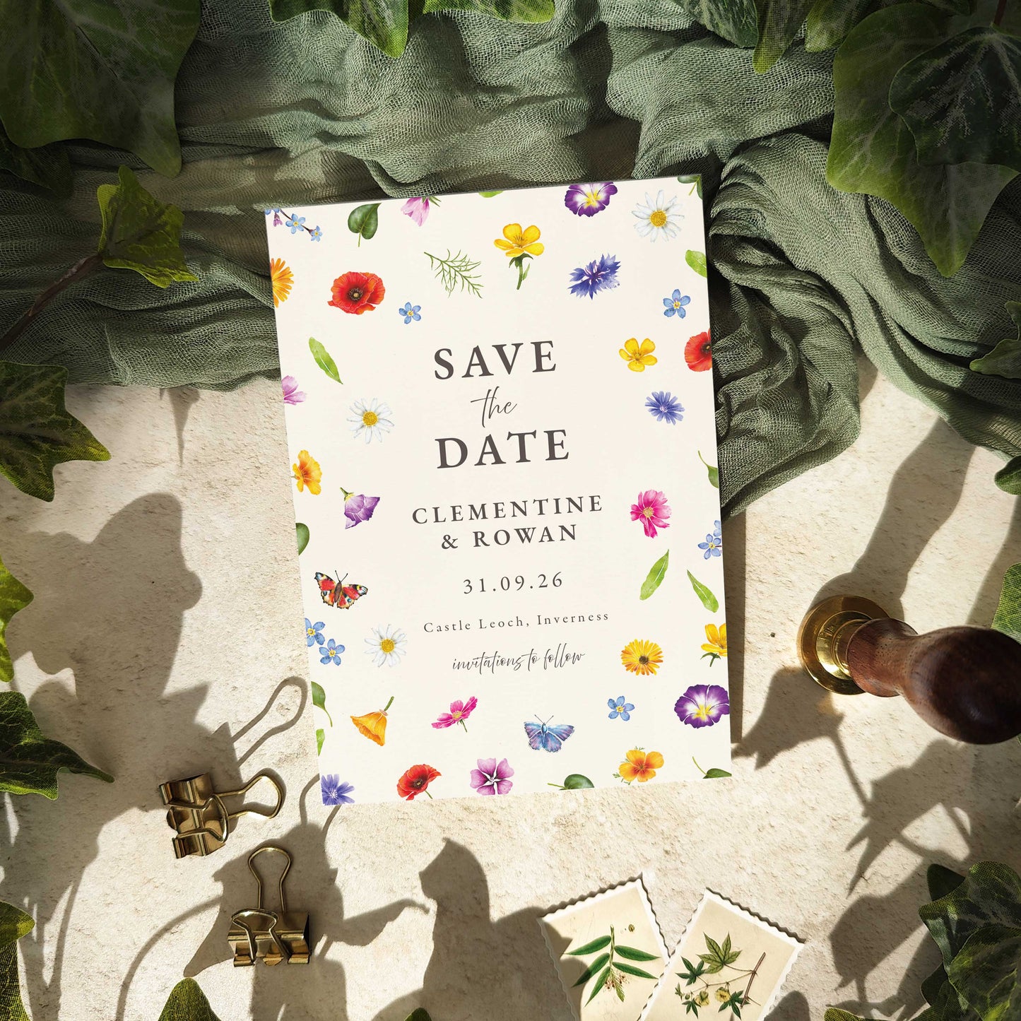 Wildflower Pattern Save the Date Digital File