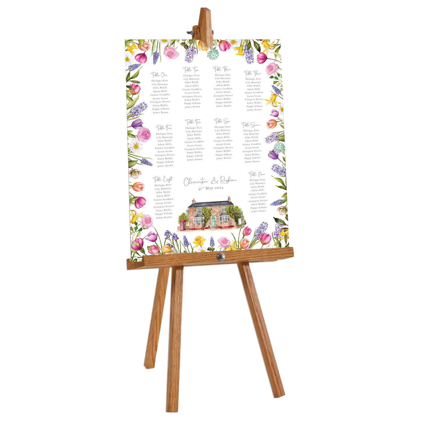 Spring Flowers Table Plan Board