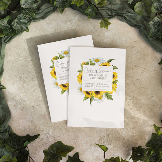 Sunflowers & Daisies Order of Service Card