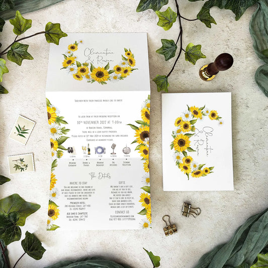 Sunflowers & Daisies Concertina Invitation
