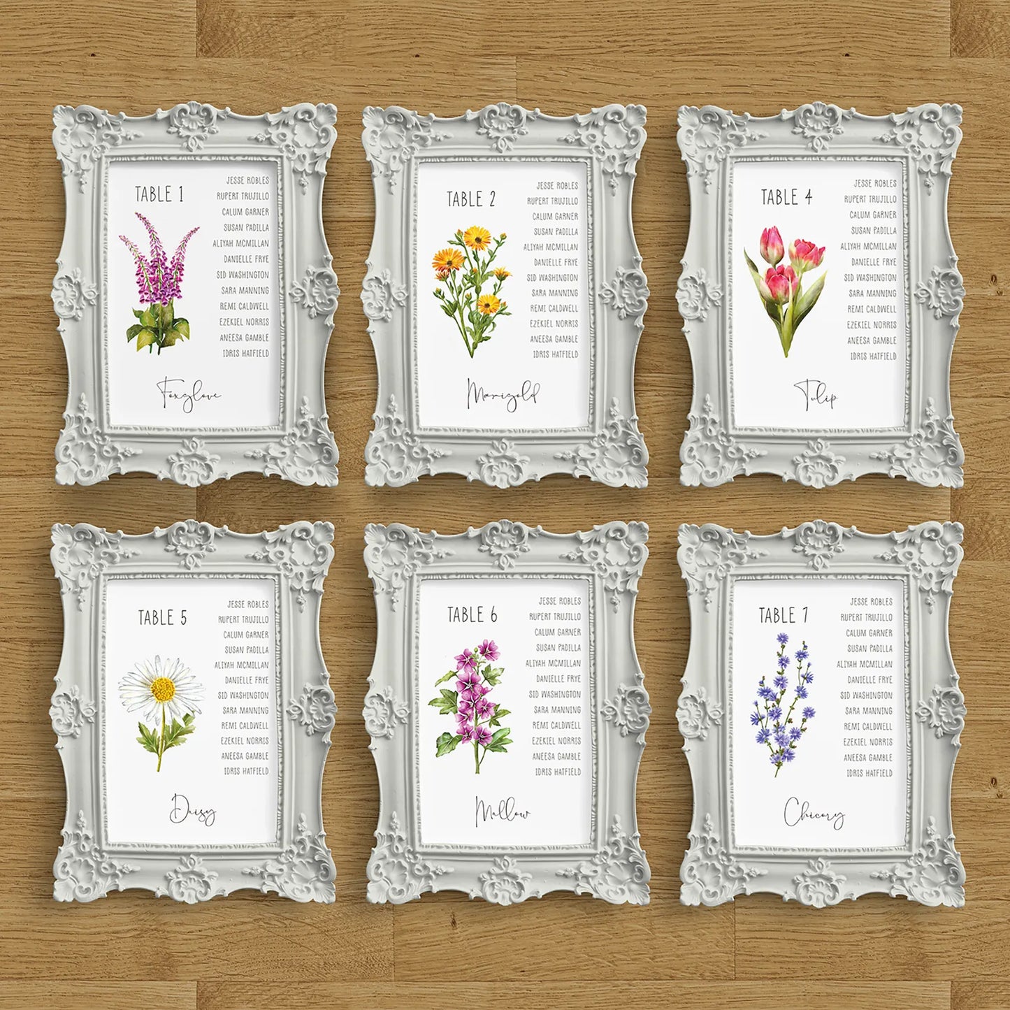 Wildflower A5 Table Plan Cards