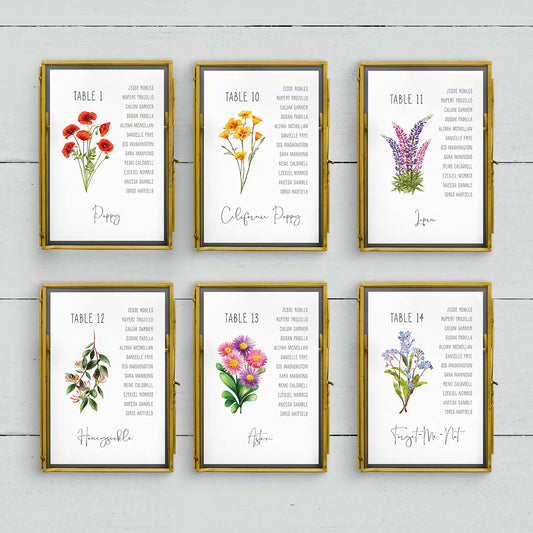 Wildflower A5 Table Plan Cards