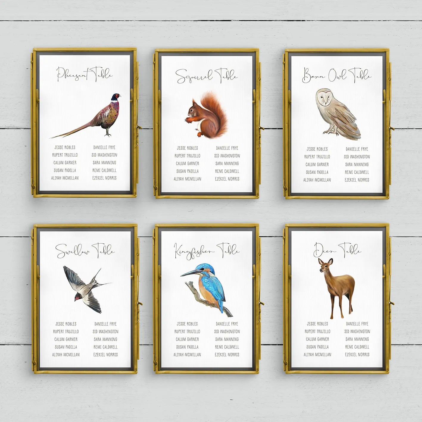 Woodland Animal A5 Table Plan Cards